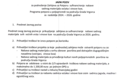 Javni poziv za sufinanciranje nabave sadnica voćaka i vinove loze