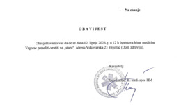Obavijest o preseljenju - vraćanja ispostave hitne medicine Vrgorac